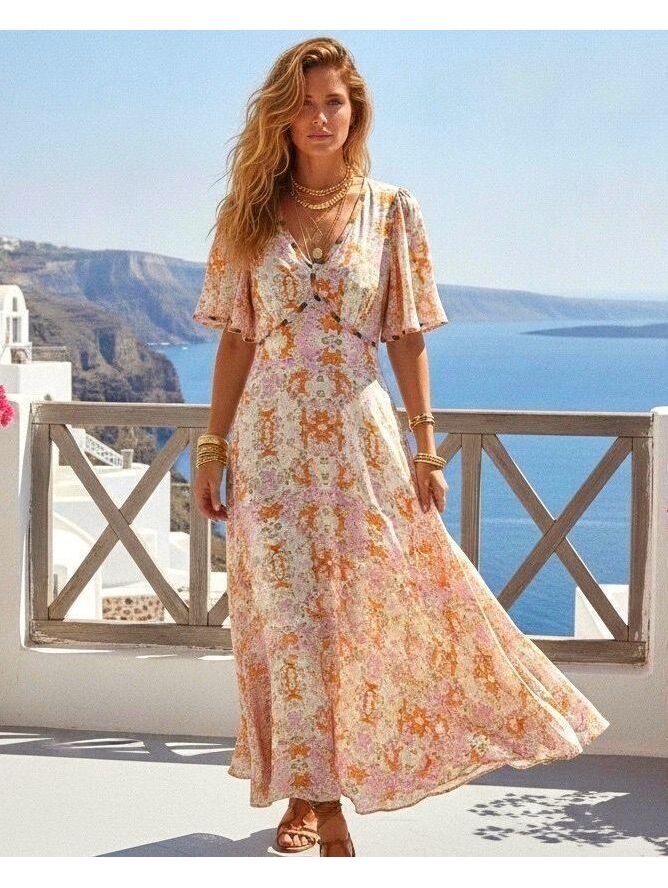 Nwt Nekane Nkn Lilac Floral Print Maxi Dress, Size M